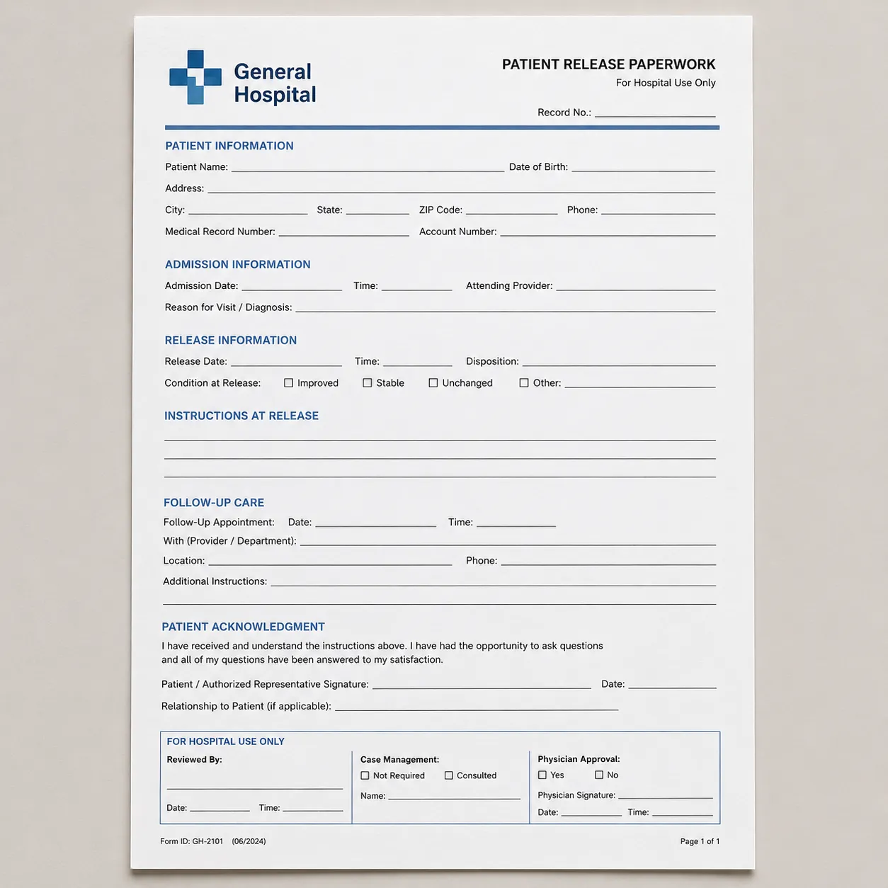 discharge form
