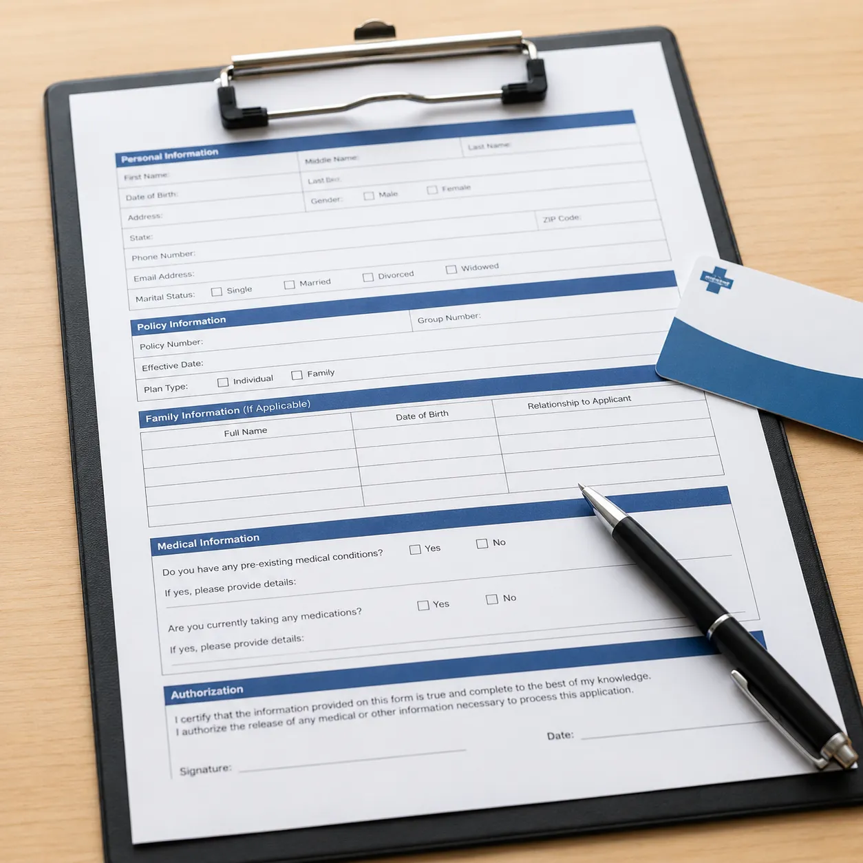 health insurance form