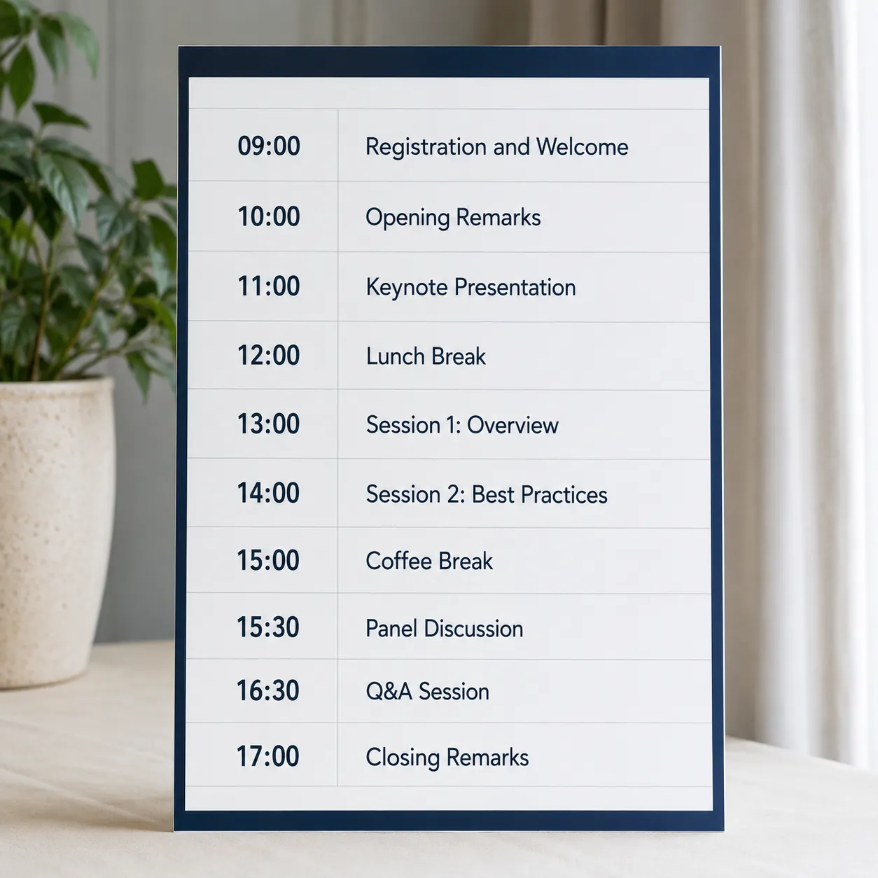 event schedule
