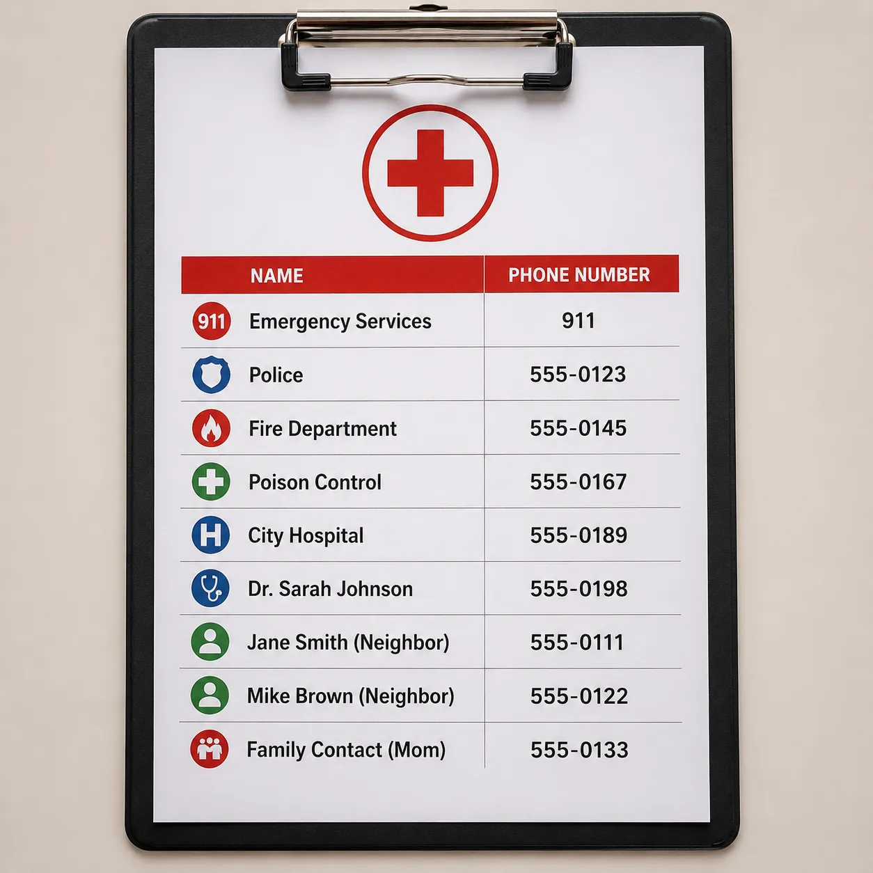 emergency contact list