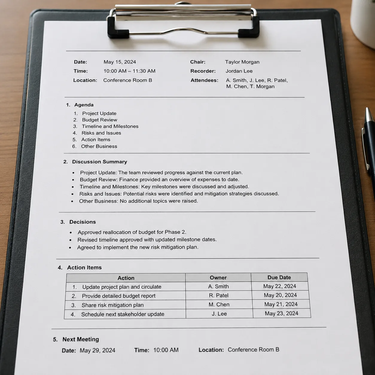 meeting minutes