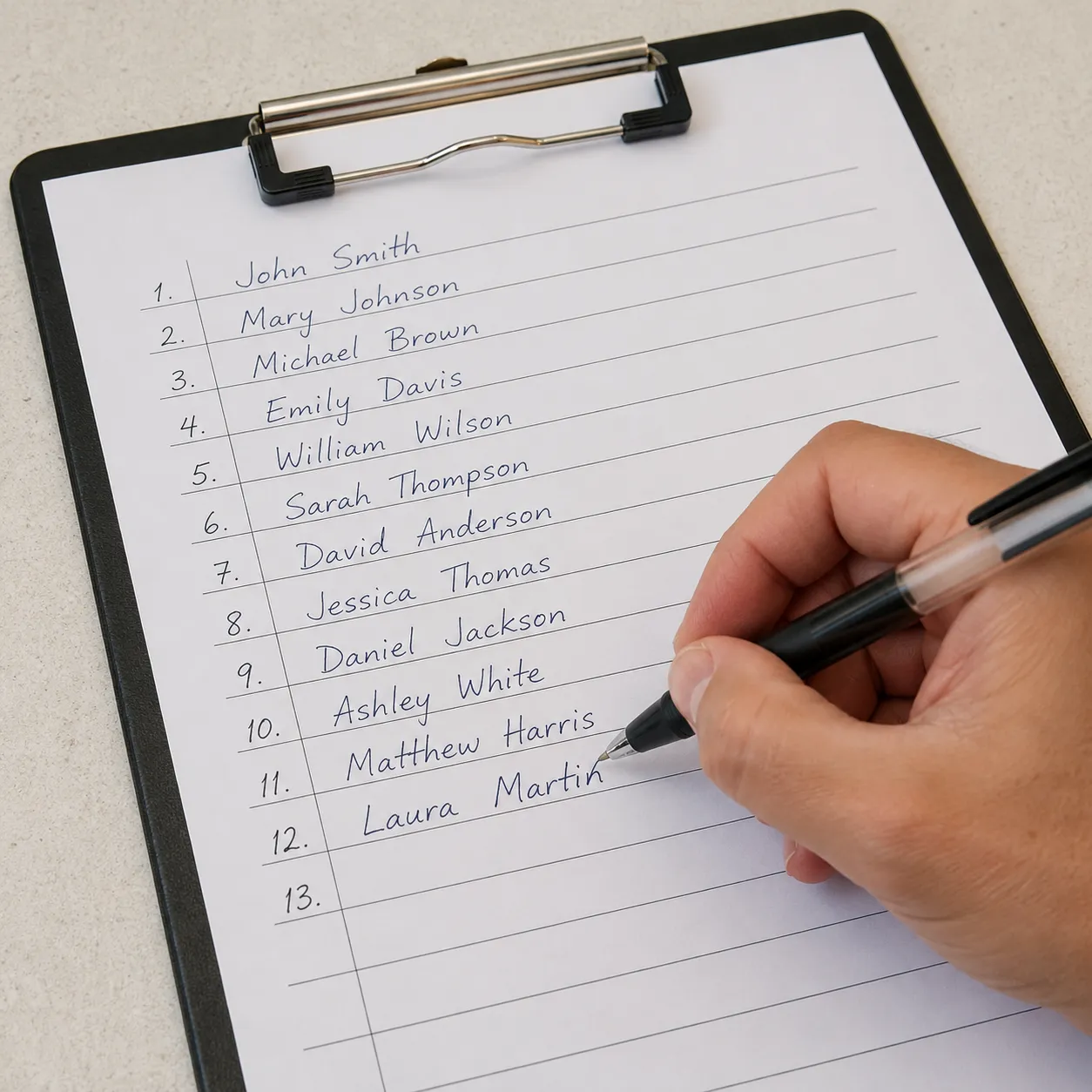 sign-in sheet