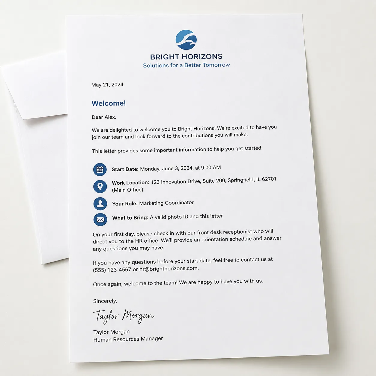 welcome letter