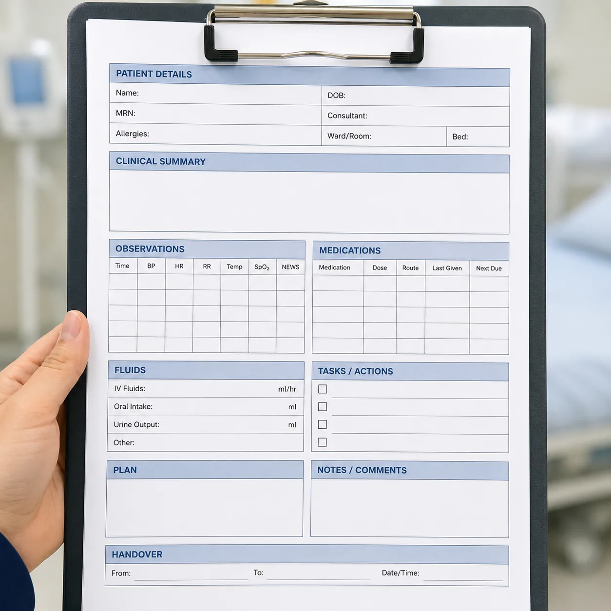 handover sheet
