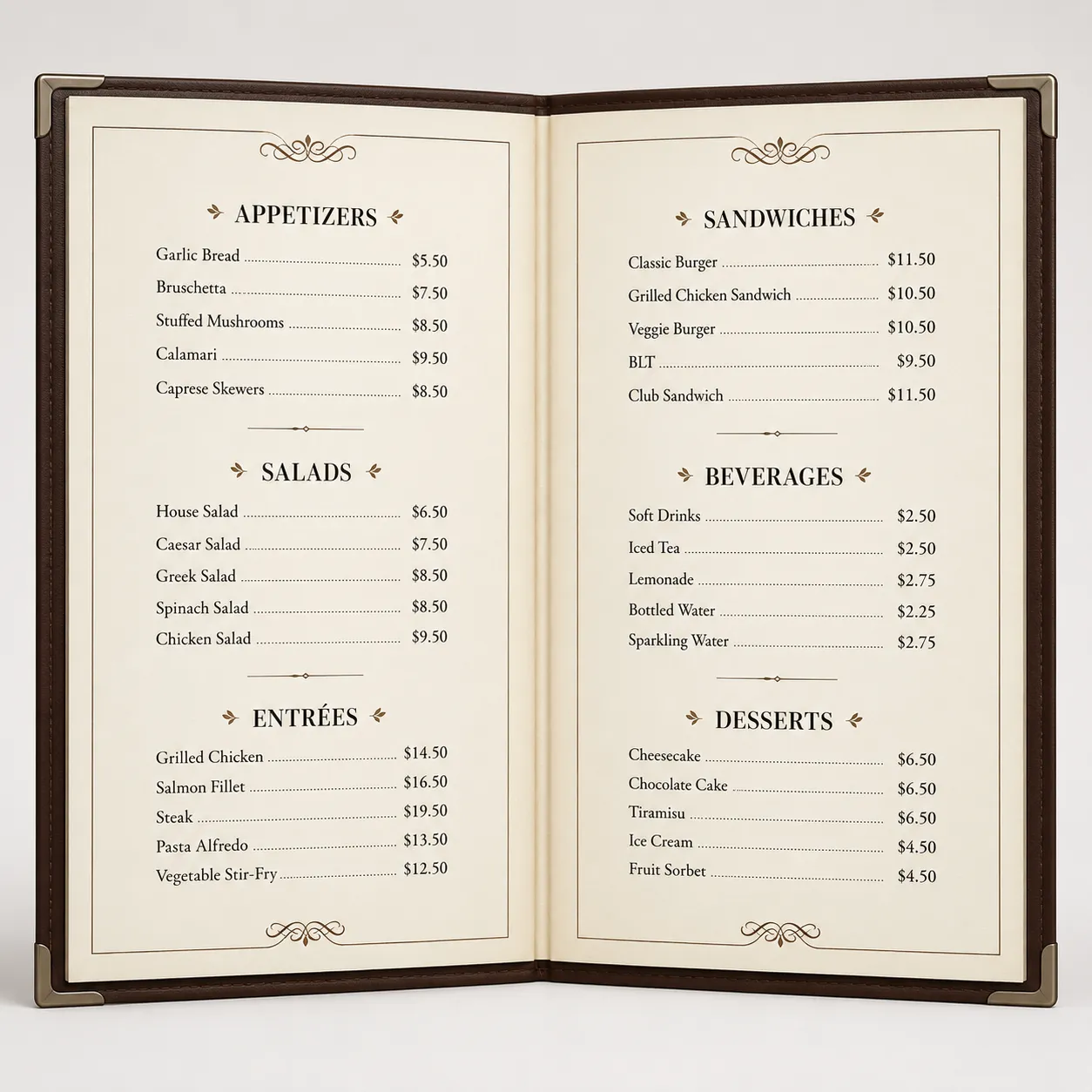 menu