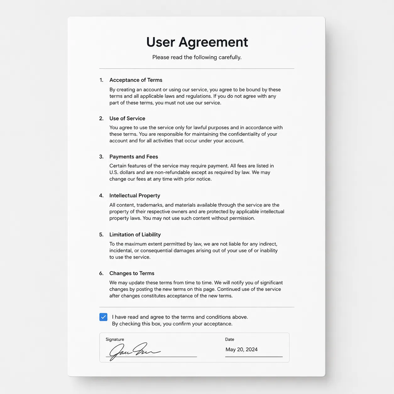 terms and conditions