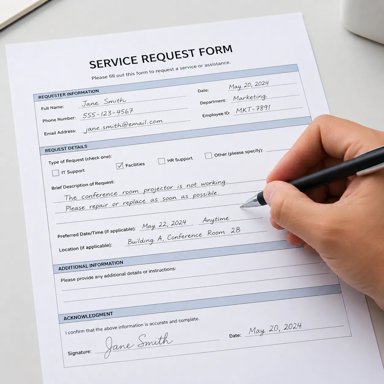 request form