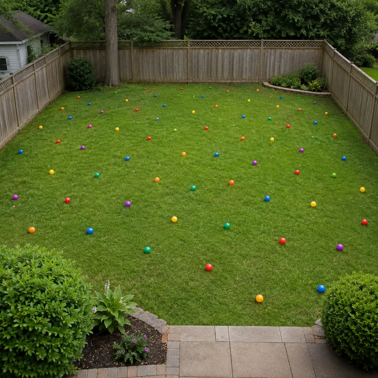 throughout the backyard