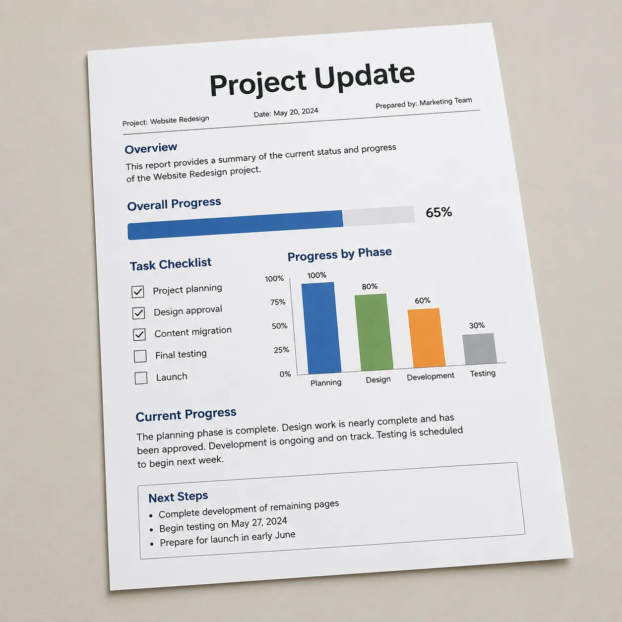 status report
