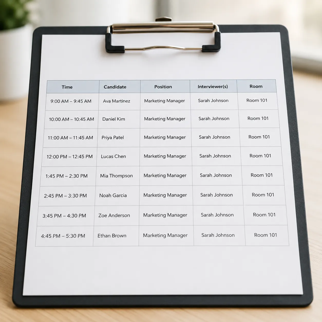 interview schedule