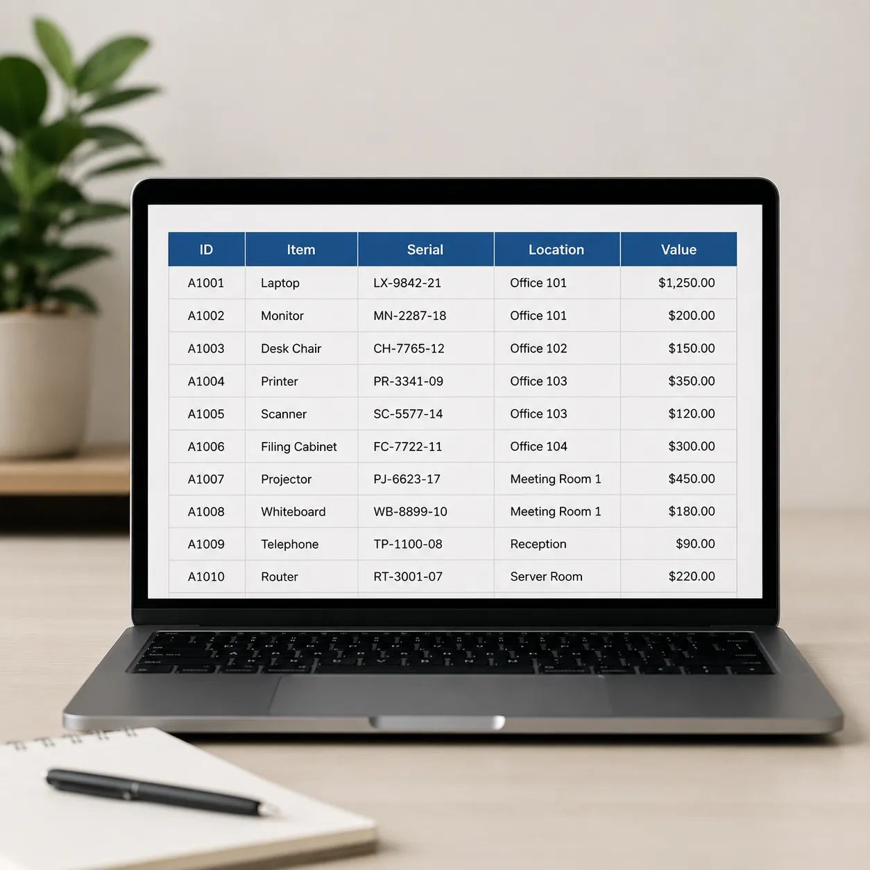 asset register