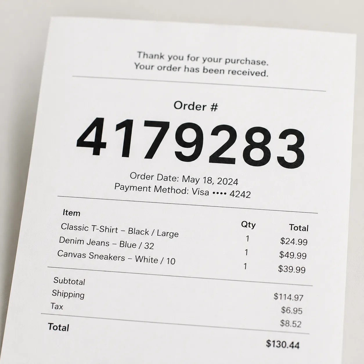 order number