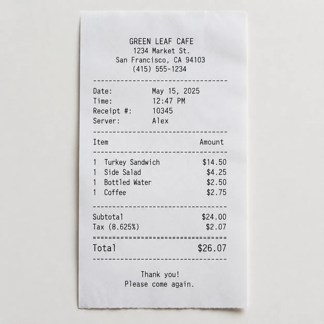 expense receipt