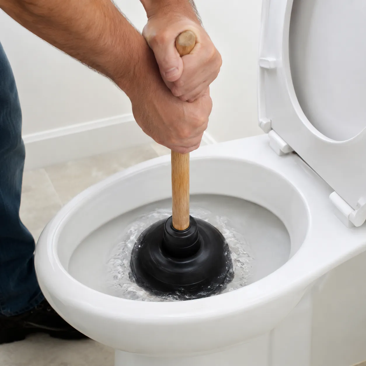 plunge the toilet