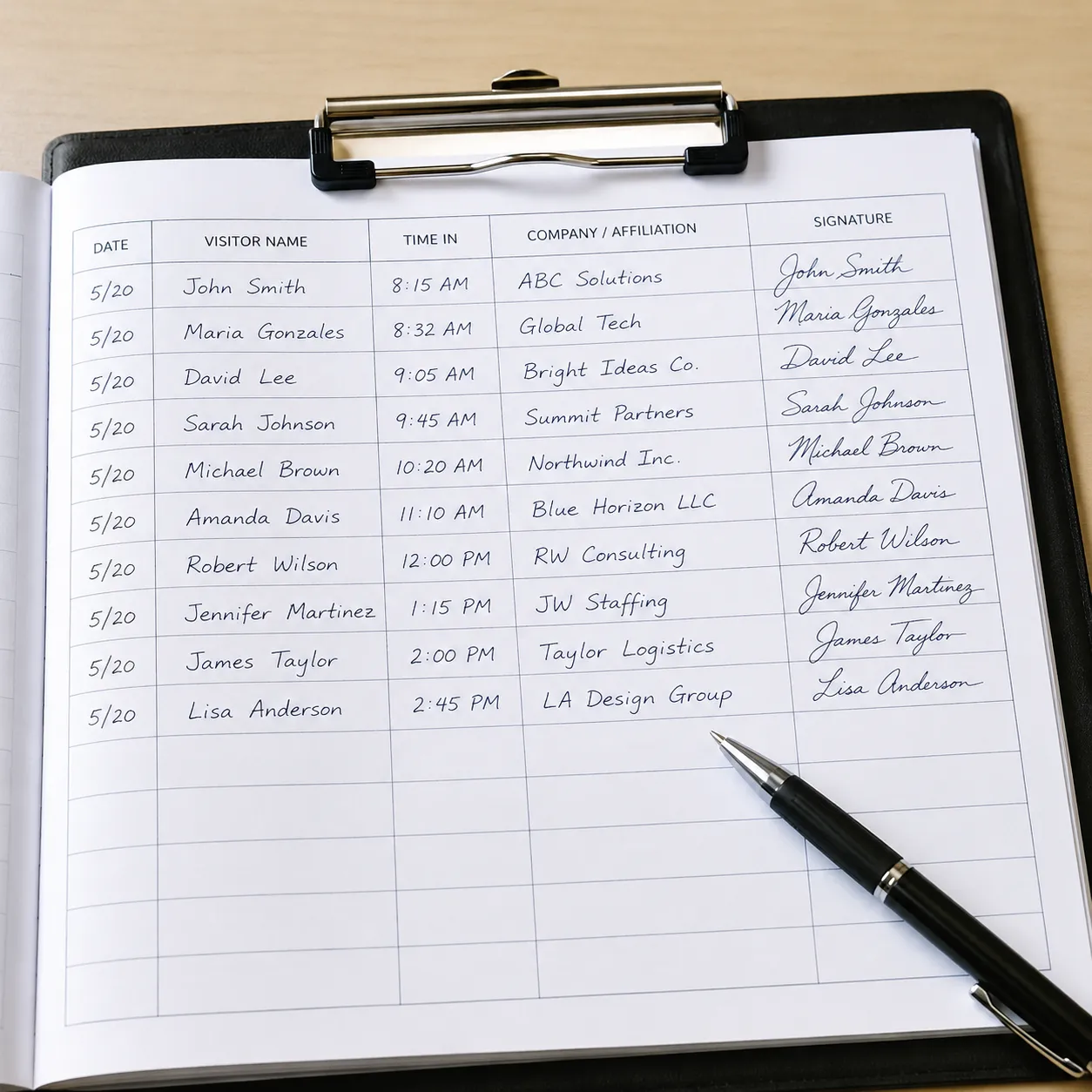 visitor log
