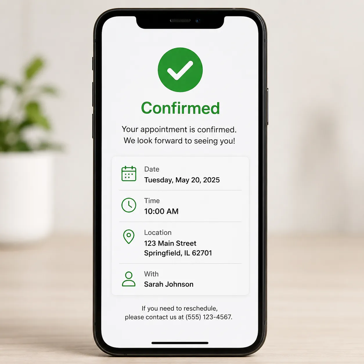 appointment confirmation