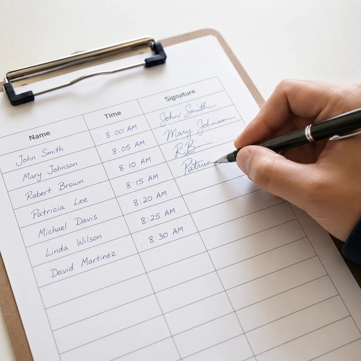 attendance sheet
