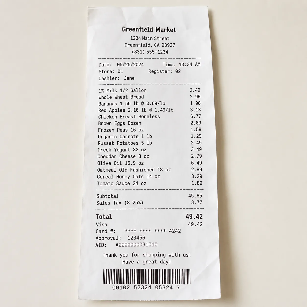 grocery receipt