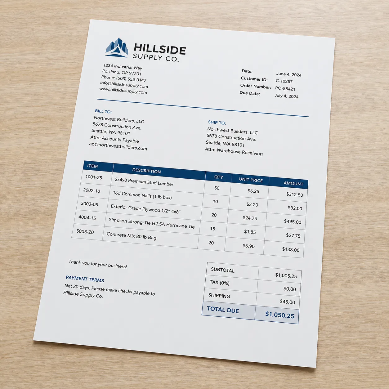 supplier invoice