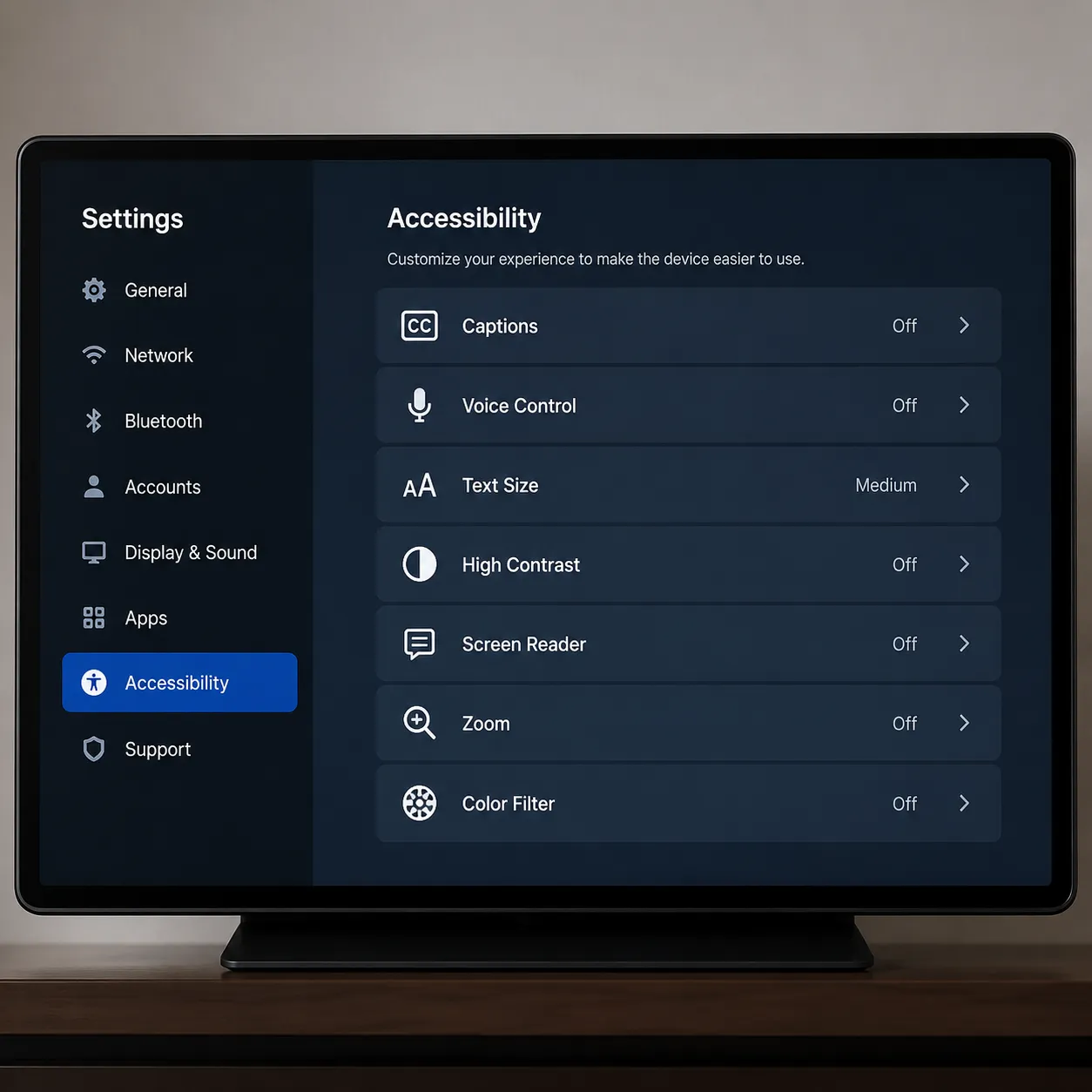 accessibility menu