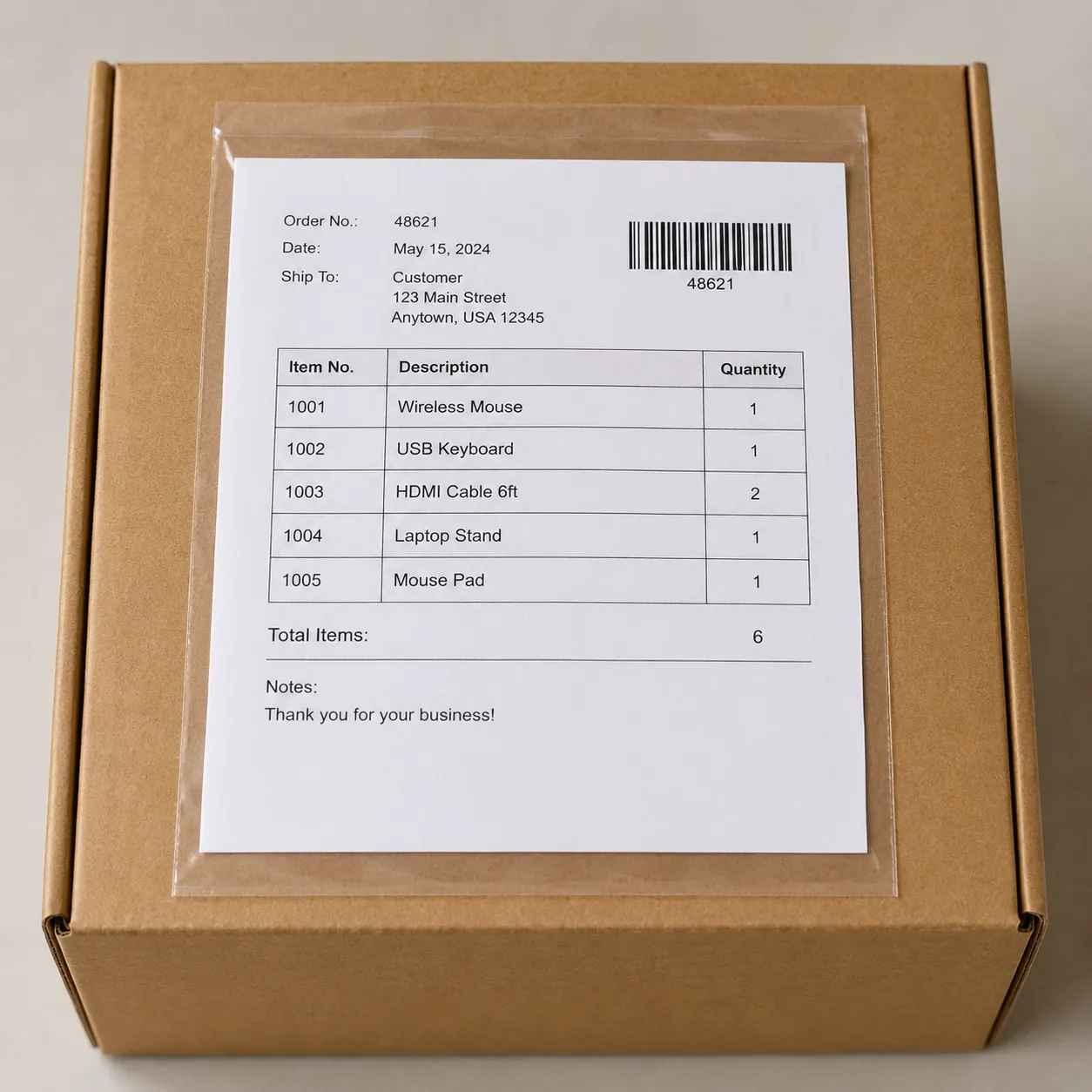 packing slip