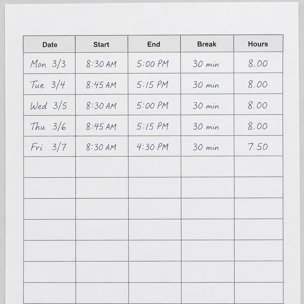 timesheet