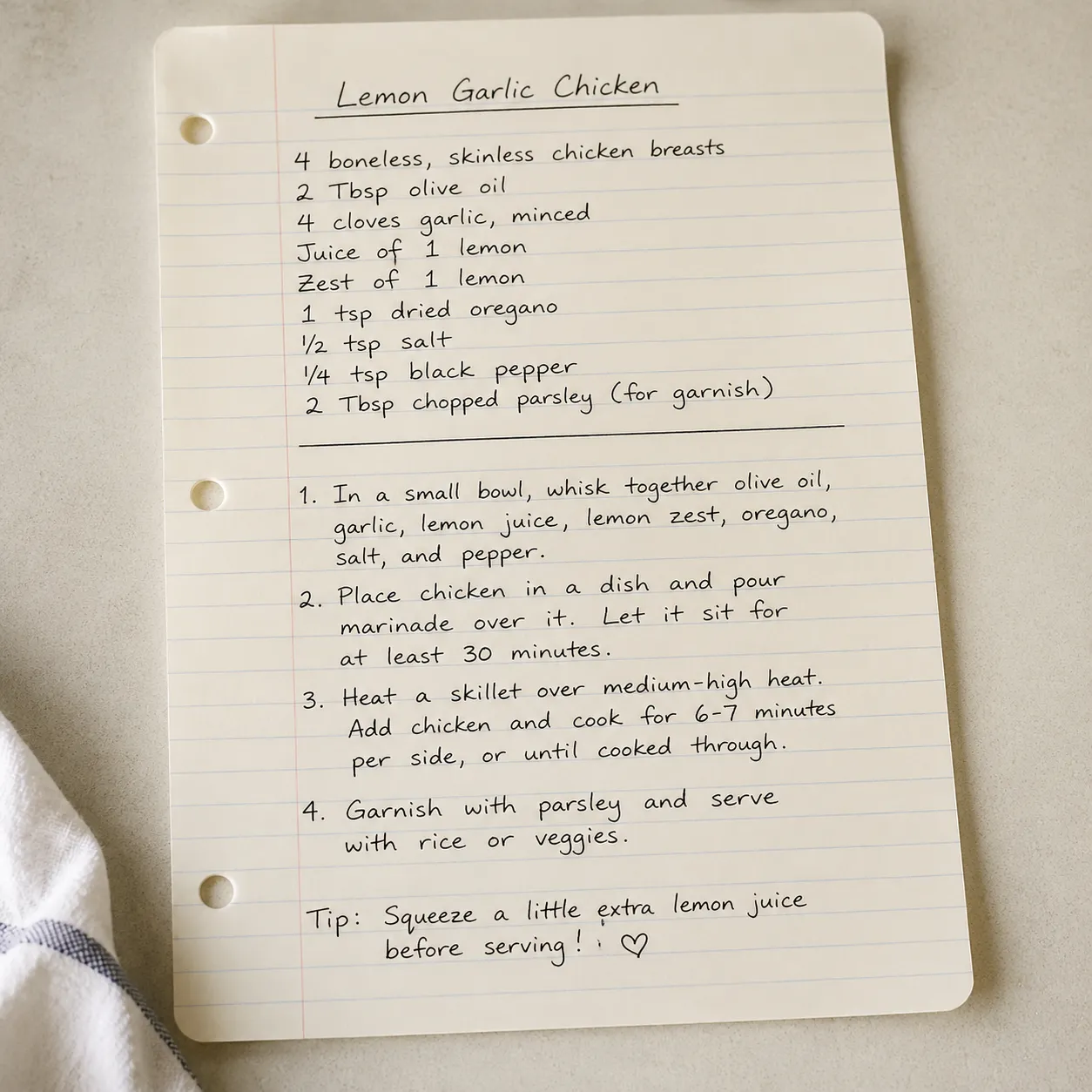 recipe notes