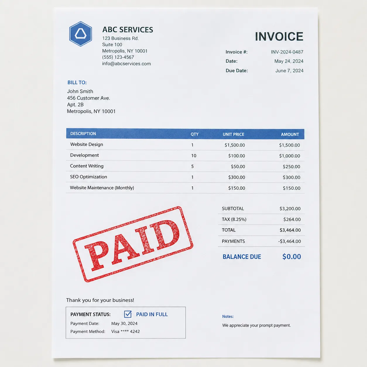 paid invoice