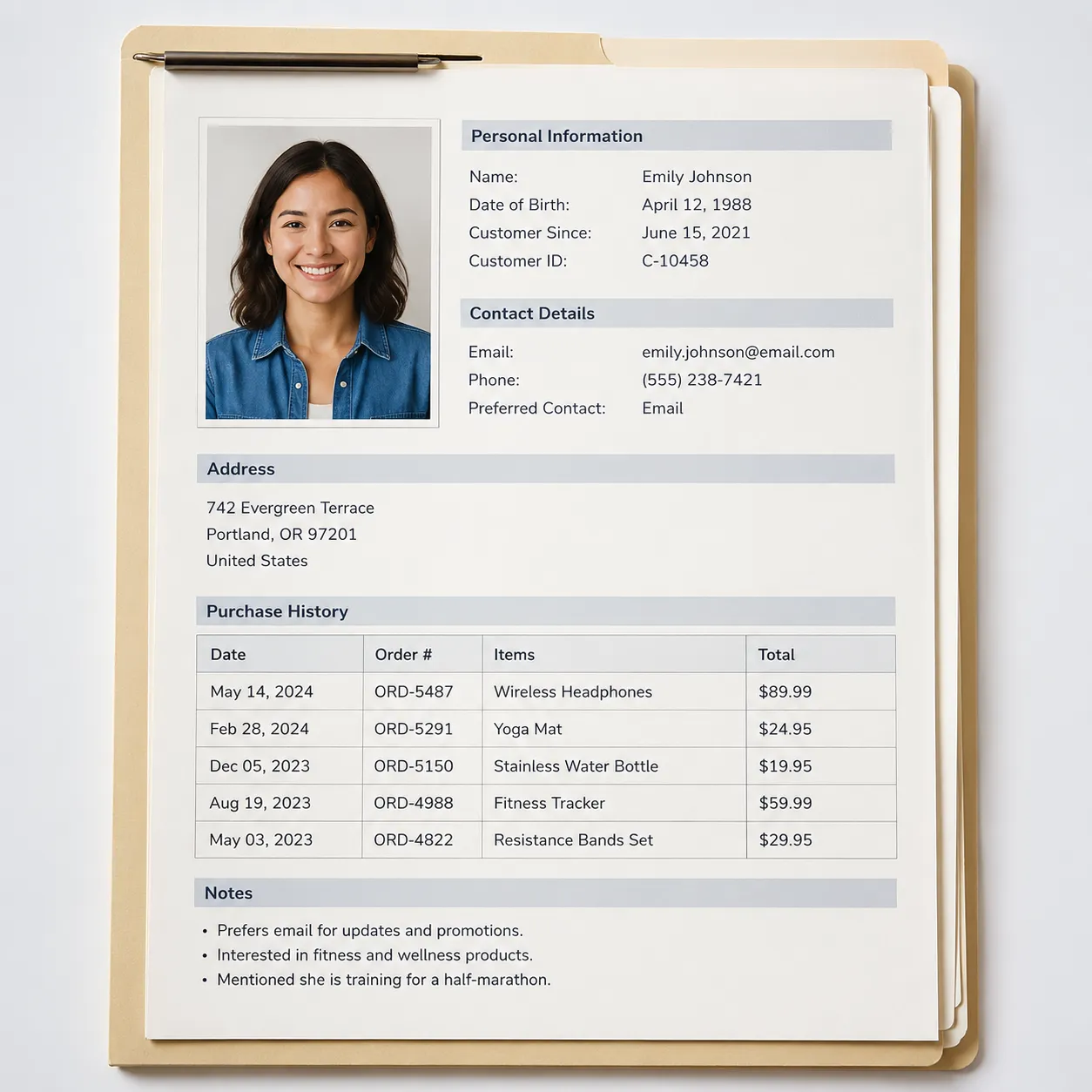 customer record