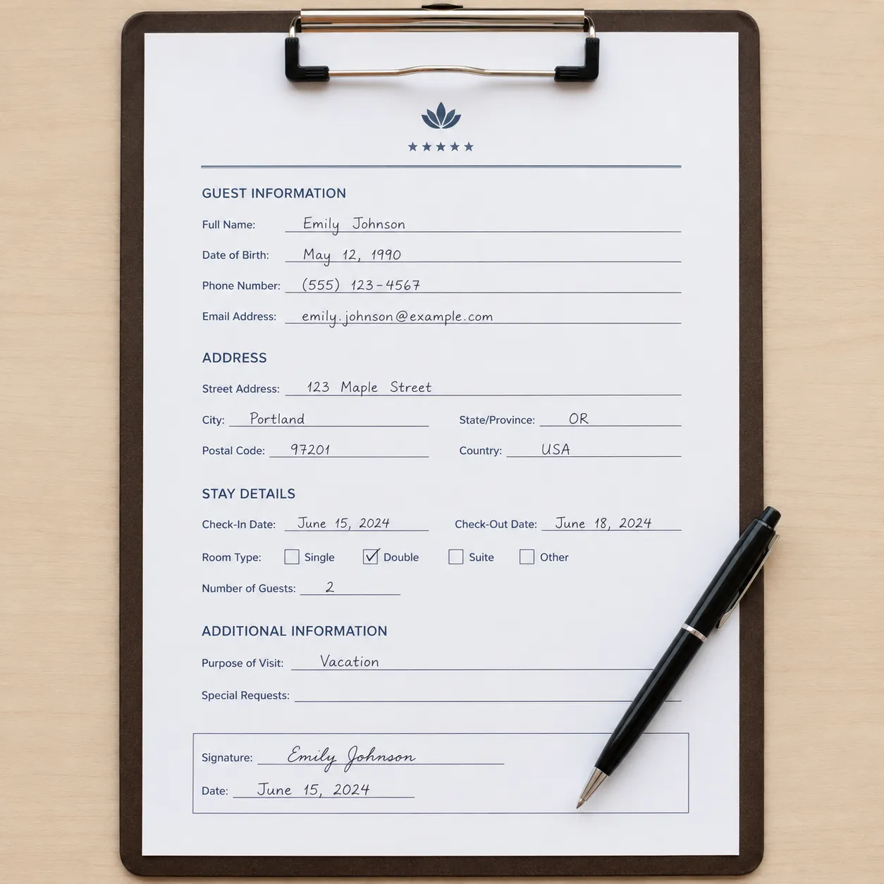 registration form